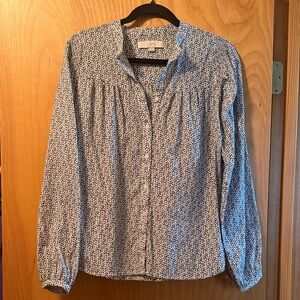 LOFT Blue and White Floral Blouse